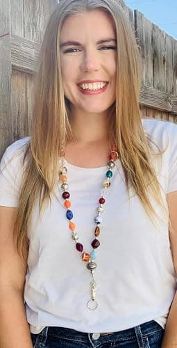 Hidden Hollow Beads Chunky Women's Beaded Lanyard, 34" Made in USA, ID Card Badge Holder Teacher Nurse Keys Keychain Cruise thumbnail 3