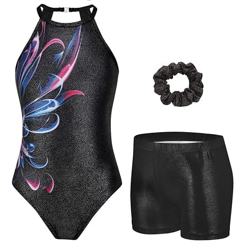 Zaclotre Girls Gymnastics Leotards Clasp Back Leotard with Tumbling Shorts | Toddler,Little,Big Girls,Sparkly Sleeveless Dance Unitards,Gymnastics Outfits with Removable Gym Shorts,Tumbling Leotards - Image 1