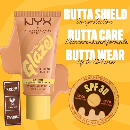 NYX PROFESSIONAL MAKEUP Buttermelt Glaze Soft Glow Skin Tint + SPF 30, Up To 12HR Wear, 02 Vanilla Bean Butta thumbnail 5