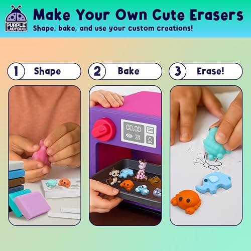 DIY Clay Cute Mini Eraser Kit for Kids - Birthday Christmas Gifts for 4 5 6 7 8 9 10 11 12 Girls & Boys - Students Desk Pet Animals Make Your Own Erasers Kit, Arts and Crafts for Kids Ages 8-12 4-8 thumbnail 4