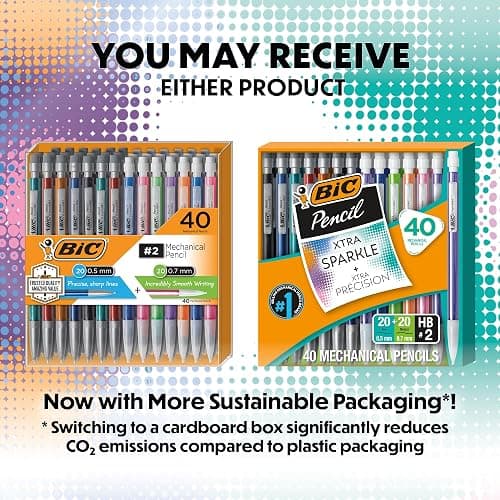 Bic Mechanical Pencil #2 EXTRA SMOOTH, 40 Pack Of Twenty 0.5mm, and Twenty 0.7 mm - Assorted Colored Barrels - Variety Pack of Bic Lead Pencils | Assorted Colored Barrels, Bulk School Supplies for Teachers and Classrooms, 40-Count Pack thumbnail 2