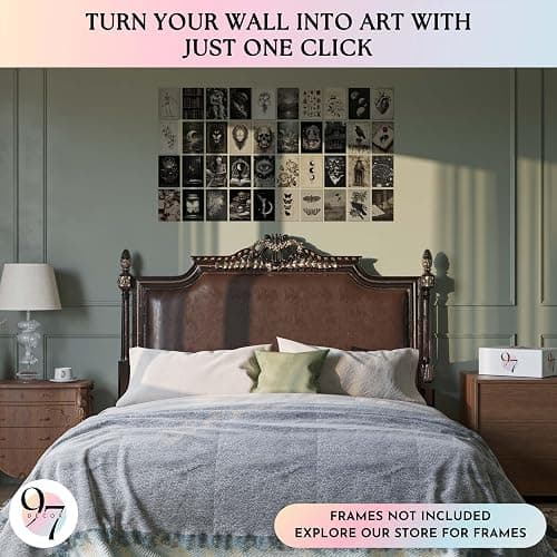 97 Decor Vintage Dark Academia Decor For Bedroom - 40 Pcs Moody Dark Academia Wall Art Prints, Dark Gothic Decor For Home, Halloween Wall Collage Kit Goth Wall Decor Aesthetic Posters For Dorm (4x6) thumbnail 3