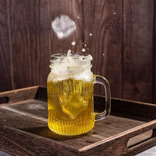 Amzcku vintage Clear Drinking Jar 16 OZ Drinking Jars with Comfortable Handle for Party Beverages 6 pcs thumbnail 2