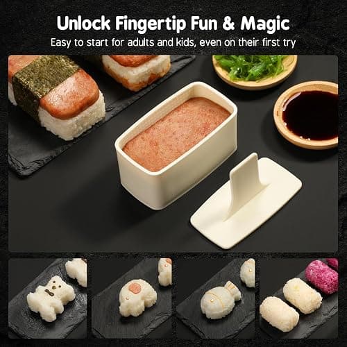 Delamu Sushi Making Kit 27 in 1 [Parent-Child] Sushi Kit, for Beginners/Pros Sushi Makers, with Bamboo Sushi Mats, Sushi Bazooka, Onigiri Mold, Rice Paddle, Sushi Knife, Guide Book & More thumbnail 6