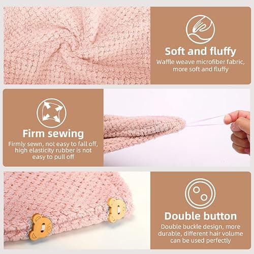 CZZXI 3 PCS Microfiber Hair Towel, Hair Wraps for Women Wet Hair, Fast Drying Hair Turban, Anti Frizz Head Towels Wrap for Curly Hair (Grey, Pink, Blue) thumbnail 4