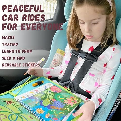 Totebook Kids Travel Educational Activity Book with Washable Markers - Car and Airplane Activities, Learning Toys for Toddlers- Reusable Stickers for Ages 4, 5, 6 (Jungle & 2 Extra Books) thumbnail 2