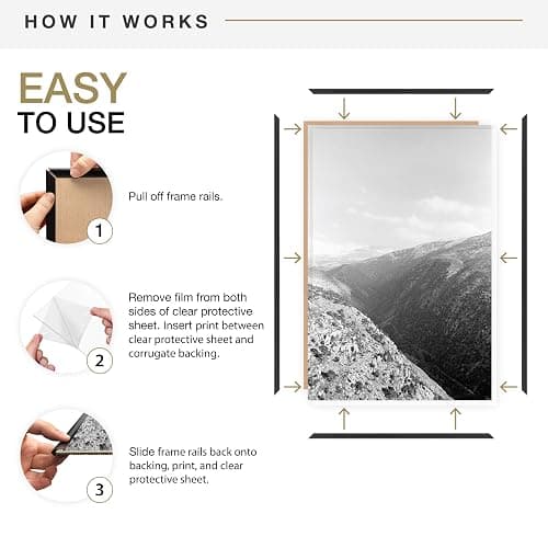 MCS Original Poster Frame 22.375x34 Black Lightweight Vertical & Horizontal Wall Hanging Large Picture Frame for Posters, Art Prints & Gallery Wall (2-Pack) thumbnail 6