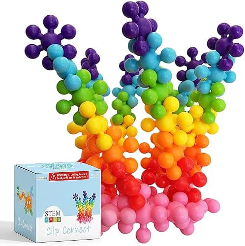 Clip Connect 100 Pieces | Diameter 1.5", Interlocking Solid Plastic Building Blocks Set Early STEM Educational Toy for Preschool Kids Boys and Girls, Promotes Fine Motor Skills & Sensory Development - Image 1