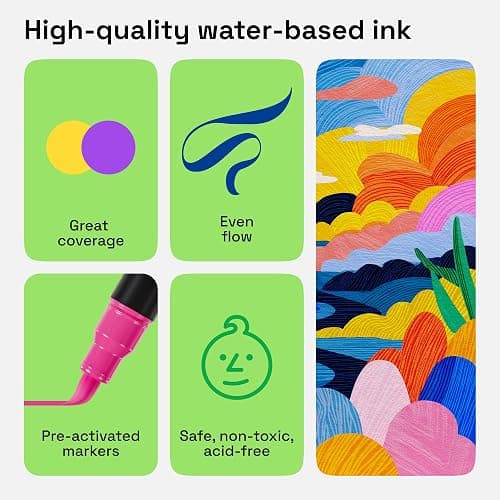 ARTISTRO Paint Markers - Acrylic Pens for Rock, Glass, Fabric, DIY - Art Supplies - 72 Dual Brush Tip Markers thumbnail 5