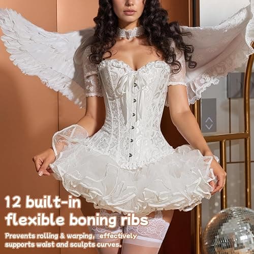 QFE Corset Tops for Women Lace Waist Push Up Sexy Bustiers Shapewear Lingerie Renaissance Underbust Bodysuit Boned thumbnail 4