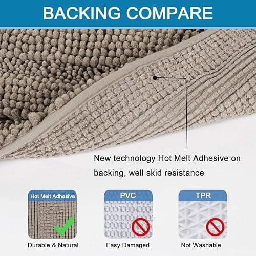 Non Slip Thick Shaggy Chenille Bathroom Rug Mat Set Extra Soft and Absorbent Striped Floor Rugs, 2 Piece, Machine-Washable thumbnail 4