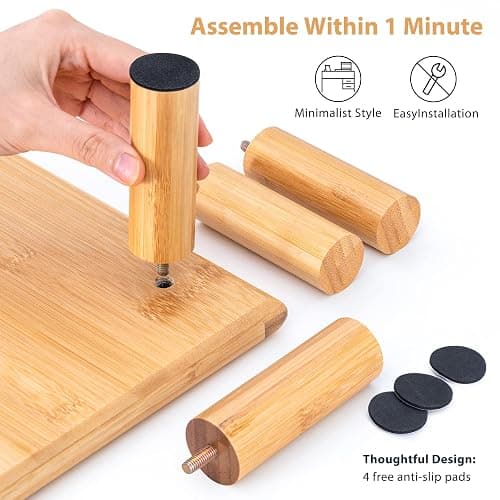 ROCDEER Bamboo Dual Monitor Shelf, Monitor Stand Riser with Underneath Storage for Desk Office Supplies, Supports Heavy TV up to 300 lbs, Natural thumbnail 9