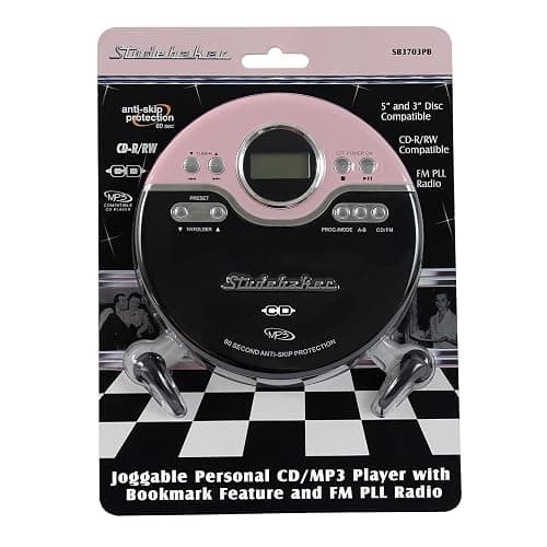 Studebaker SB3703PBB Joggable Personal CD/MP3 Player with Bookmark Feature and FM PLL Radio - Pink & Black thumbnail 4
