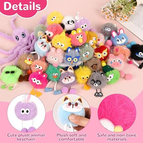 LiYiQ 30 Pcs Cute Plush Keychains Kawaii Keychain Bulk for Birthday Goodie Bags Pinata Toys Classroom Prizes Party Favors thumbnail 4