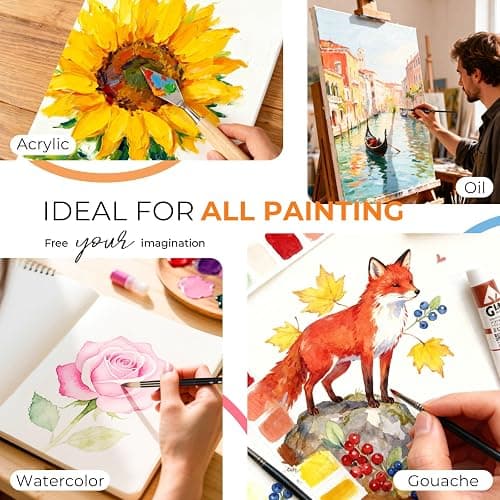 Nicpro 26pcs Professional Paint Brush Set with Palette Knife & Canvas Roll | Craft Paint Brushes for Acrylic Painting, Oil, Watercolor, Gouache & Canvas, Drawing & Art Supplies for Adults, Artists Gift thumbnail 8