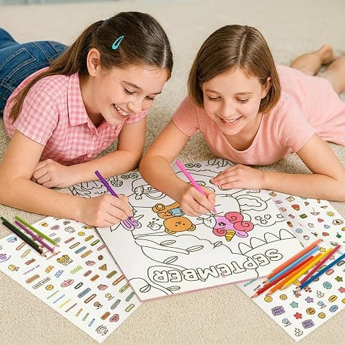Kids Calendar 2025-2026 with 200+ Cute Stickers - Unicorn Coloring Calendar for Kids - 15 Month Wall Calendar with Fun Illustrated Pages to Color - Extra Pages & Activities for Home, Classroom & Learning thumbnail 2