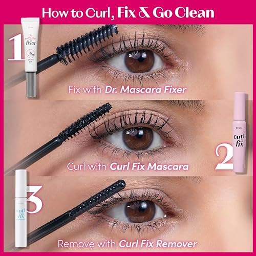 ETUDE Curl Fix Waterproof Mascara, Long-Lasting Curl, Black, 0.27 fl oz | Korean waterproof mascara, Lightweight, vegan, defined black lashes and long-lasting curl without smudging. thumbnail 6