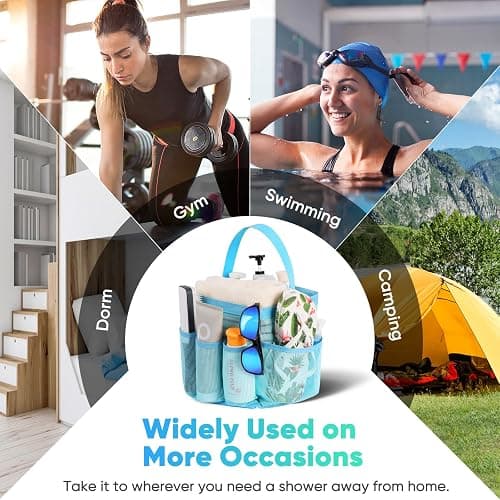 EUDELE Mesh Shower Caddy Portable, 8-Pocket Large Capacity, Quick Dry, Easy Clean, Ideal for Beach, Swimming, Gym, Travel thumbnail 6