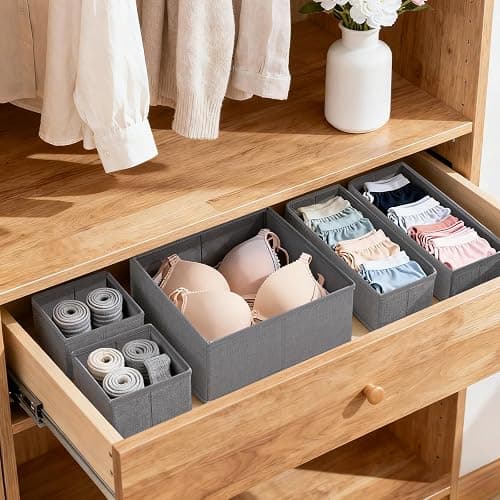 Sekey Schubladen Organizer, Schubladenbox für Malm Kommode, Stoff-Aufbewahrungsbox als Ordnungssystem für Kleidung, Unterwäsche und Socken – 12er Set, Faltbar, Dunkelgrau thumbnail 4