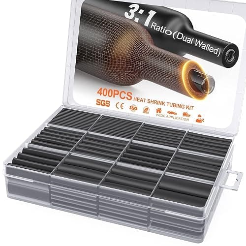 Eventronic 400 Pcs Heat Shrink Tubing Kit-3:1 Ratio Adhesive Lined,Marine Grade Shrink Wrap - Industrial Heat-Shrink Tubing - Black - Image 1