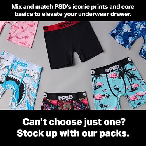 PSD Underwear Mens Boxer Briefs - Tropical Print, Standard Length Packs and Singles, Soft & Breathable Boxer Briefs for Men thumbnail 8