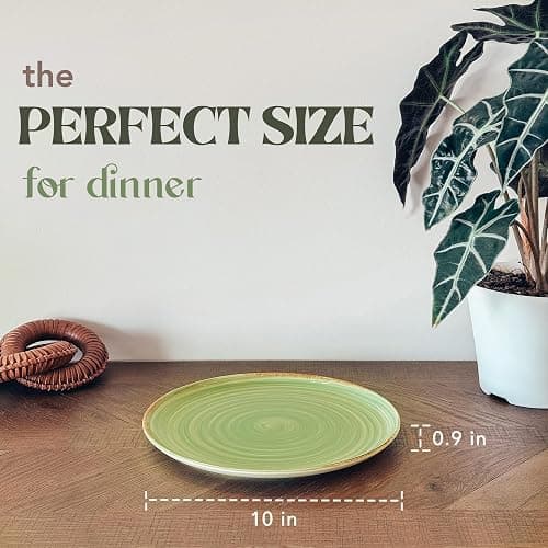 MORA Ceramic Helix Swirl Dinner Plates Set of 6, 10in Modern Spiral Porcelain Dish Dinnerware for Kitchen, Serving & Restaurants - Dishwasher, Microwave, Freezer, Oven Safe Dishware - Earth Colors thumbnail 3