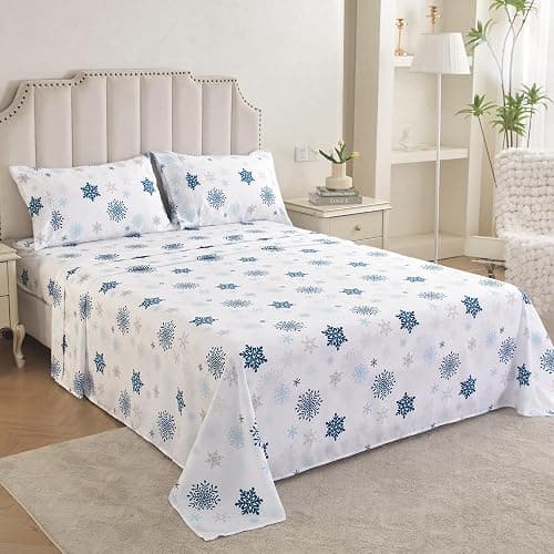 Blue snowflake bedsheet set  thumbnail 7