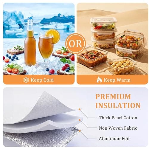 MEXS Lunch Bag for Women Reusable Lunch Box Quilted Puffer Large Capacity Insulated Cooler Tote Bags Work Travel Picnic thumbnail 5