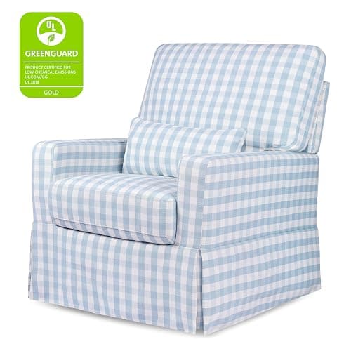 NAMESAKE Crawford Pillowback Comfort Swivel Glider in Blue Gingham, Greenguard Gold & CertiPUR-US Certified thumbnail 4