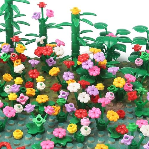Garden Plants Building Bricks Accessories Flowers Bushes Palm Trees Leaves Shrubs Vines Green Grass Bulk Botanical Pieces and Parts Block Toys for Jungle Forest Park Decor Compatible with Major Brands thumbnail 2