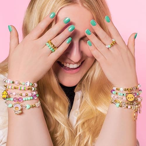 Fashion Angels Kawaii Cuties Bracelet Design Kit, Includes 10 Enamel Charms, Assorted Beads & Elastic String, Trendy DIY Jewelry Kit for Kids, Girls & Boys thumbnail 5