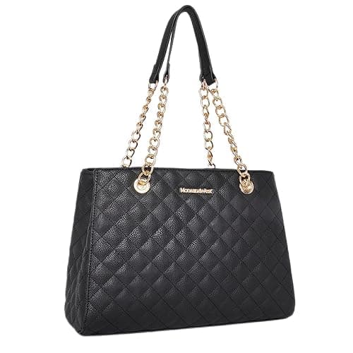 Montana West MEDIUM Tote Bag for Women Quilted Chain Handbags Shoulder Purse