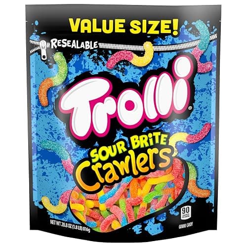 Trolli Sour Brite Crawlers, Candy, Cherry-Lemon, Strawberry-Grape & Orange-Lime, Sweet and Sour, Gummy Worms, 28.8 oz thumbnail 11
