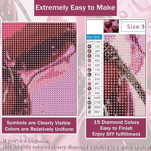 Gamteldot Cherry Diamond Art Kits for Adults Beginners,DIY Diamond Art 5D Full Drill Diamond Dots Diamond Painting with Complete Tools,Pefect Art Crafts for Home Wall Decor Gift-12x16in - GT-DP-26 thumbnail 3