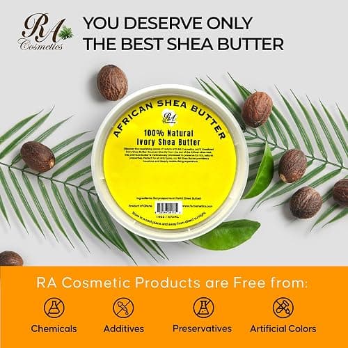 RA COSMETICS 100% Pure Shea Butter, Ivory 16oz | Raw Unrefined African Shea Butter from Ghana | Ultra-Rich Moisturizer for Dry Skin | Whipped Texture | Ideal for DIY Skincare & Haircare Routines thumbnail 6