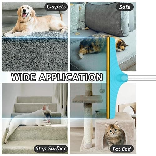 Carpet Rake for Pet Hair Removal - Reusable Pet Hair Remover, 60” Adjustable Long Handle Cat Dog Carpet Rake Scraper with Patented Design, Dog Hair Rake Brush for Rugs, Mats thumbnail 4
