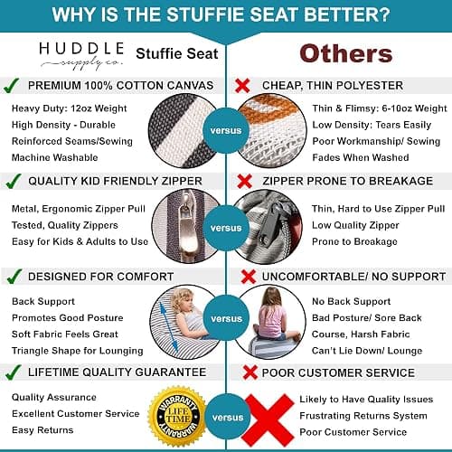 Huddle Designer Stuffed Animal Bean Bag Storage Chair Cover XL Grey Stripes | Washable 100% cotton canvas cover holds 100+ stuffies & more to cleanup quick and make a comfy bean bag chair for your kiddo thumbnail 8