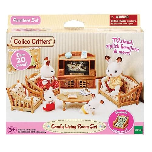 Calico Critters Comfy Living Room Set - Toy Dollhouse Furniture & Accessories Set for Ages 3+ thumbnail 7