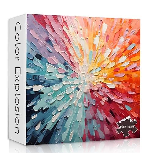 Impossible Puzzles 1000 Piece, Colorful Hard Difficult Puzzle for Adults, Gradient Rainbow Challenging Jigsaw Art Painting - Image 1