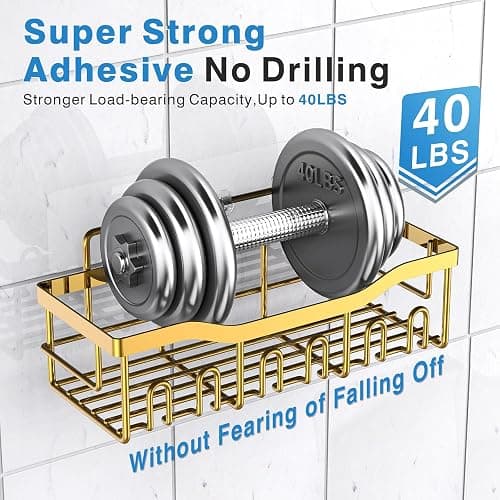 Shower Caddy 5 Pack,Adhesive Shower Organizer for Bathroom Storage&Home Decor&Kitchen,No Drilling,Large Capacity,Rustproof Stainless Steel Bathroom Organizer,Shower Shelves for Inside Shower-Larger thumbnail 5