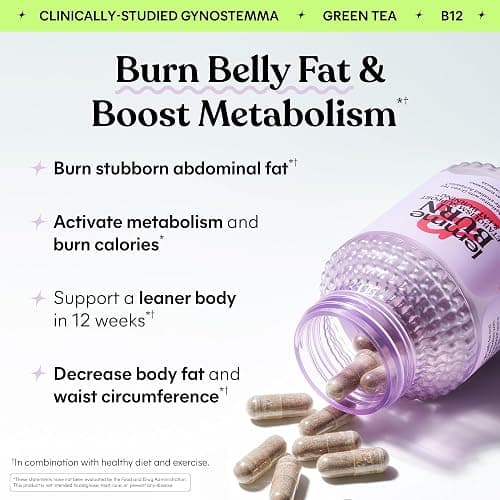 Lemme Burn - Metabolism, Belly Fat Burning + AMPK Activating Supplement for Men & Women w/Clinically Studied Actiponin Gynostemma, Green Tea Extract, Vitamins B6 & B12 - Gluten Free, 60 Count thumbnail 2