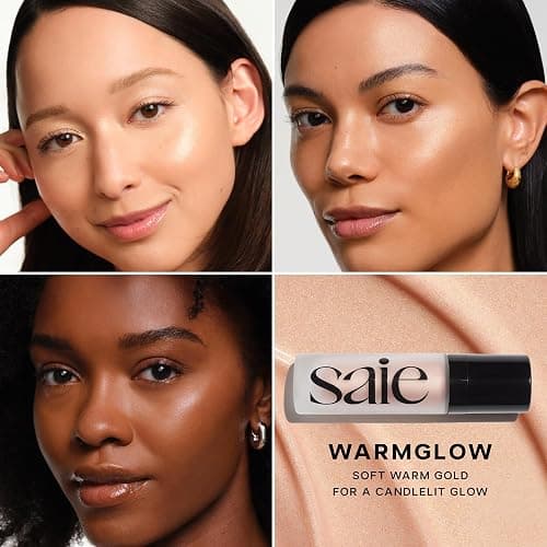 Saie Glowy Super Gel - Hydrating Makeup Primer and Illuminating Glow Serum Enriched with Vitamin C and Squalane Oil - All-Over Liquid Highlighter Makeup for Instant Glass Skin - Warmglow (1 oz) thumbnail 3