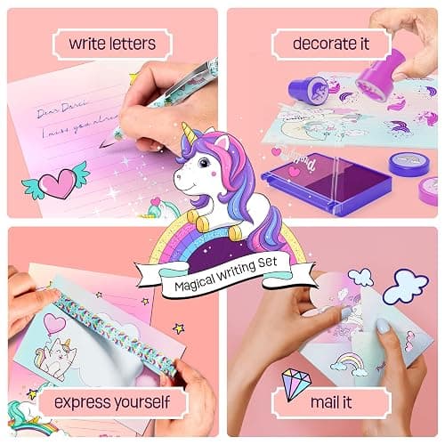 Pretty Me Unicorn Stationery Set for Kids - Birthday Gifts for Girls Ages 6, 7, 8, 9, 10 to 12 Year Old Age - Stationary Letter Writing Art Kit - Best Girl Birthday Gift - Preteen Craft Toys, Presents thumbnail 7