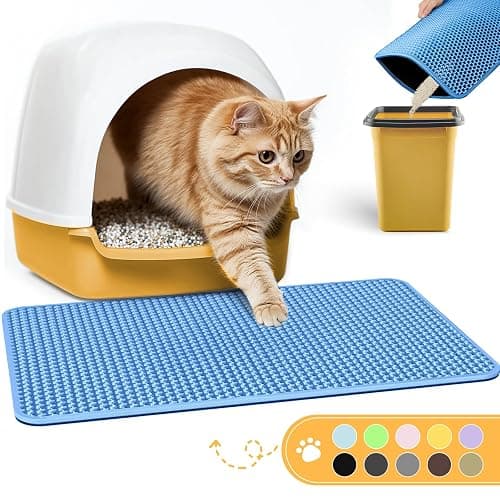 Cat Litter Mat - 23.2'' x 29.1'' Large Litter Trapping Mat, Easy to Clean Litter Box Mat, Waterproof, Urine-Proof, Non-Slip Kitty Litter Mats for Floor, Blue - Image 1