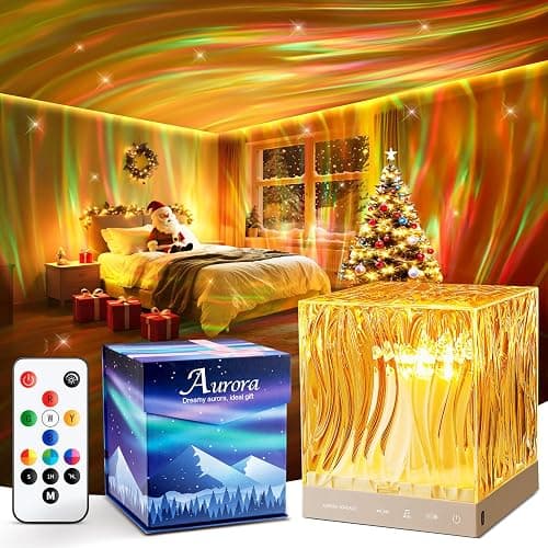Crystal Lamp for Bedroom, 15 White Noise Machine Room Lights for Bedroom, Bluetooth Music Night Light Projector, RGB Aurora Ocean Light Projector, Remote Dimmable Crystal Table Lamp,Teen Girls Gifts - Image 1