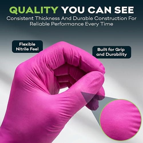 FifthPulse Fuchsia Hot Pink Nitrile Disposable Gloves -3 Mil Medical Exam Nitrile Gloves -Powder and Latex Free thumbnail 6