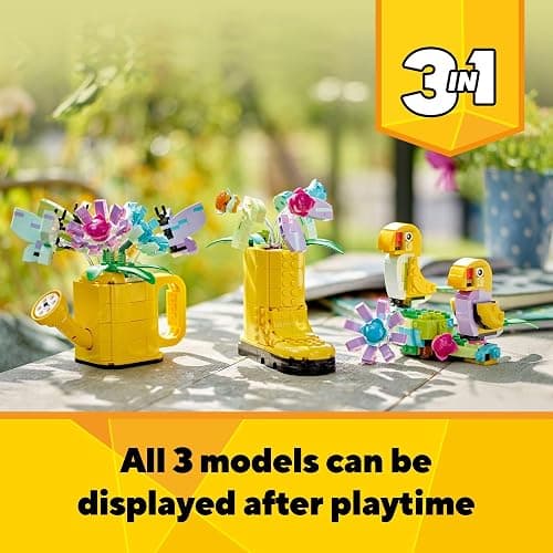 LEGO Creator 3 in 1 Flowers in Watering Can Building Toy Set - Fun, Creative Activity for Kids, Girls and Boys, Ages 8+ - Building Options for Rain Boots or Birds - Cute Birthday Gift Idea - 31149 thumbnail 5