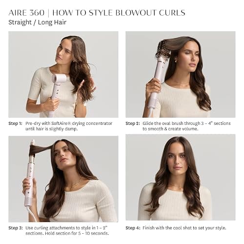 T3 Aire 360 Multi-Styler & Blowout System with Luxe Carrying Case, Rapid Drying Hair Dryer, Ceramic Curling Attachments, Oval Brush & Drying Concentrator | Blowouts & Long-Lasting Curls thumbnail 10
