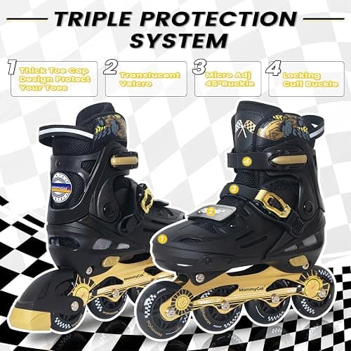 MammyGol Inline Skates for Boys and Girls Youth, 4 Size Adjustable Roller Skates with PU Flashing Wheels, Aggressive Inline Skates High Performance for Kids Age 6-12 thumbnail 5