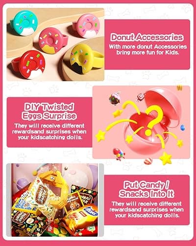 Rabbit Claw Machine for Kids, Mini Vending Machine with Game Coins & Music, Prize Dispenser Toys for Girls and Boys, Electronic Claw Game Machine for Party Birthdays, Includes 30 Mini Toys thumbnail 4